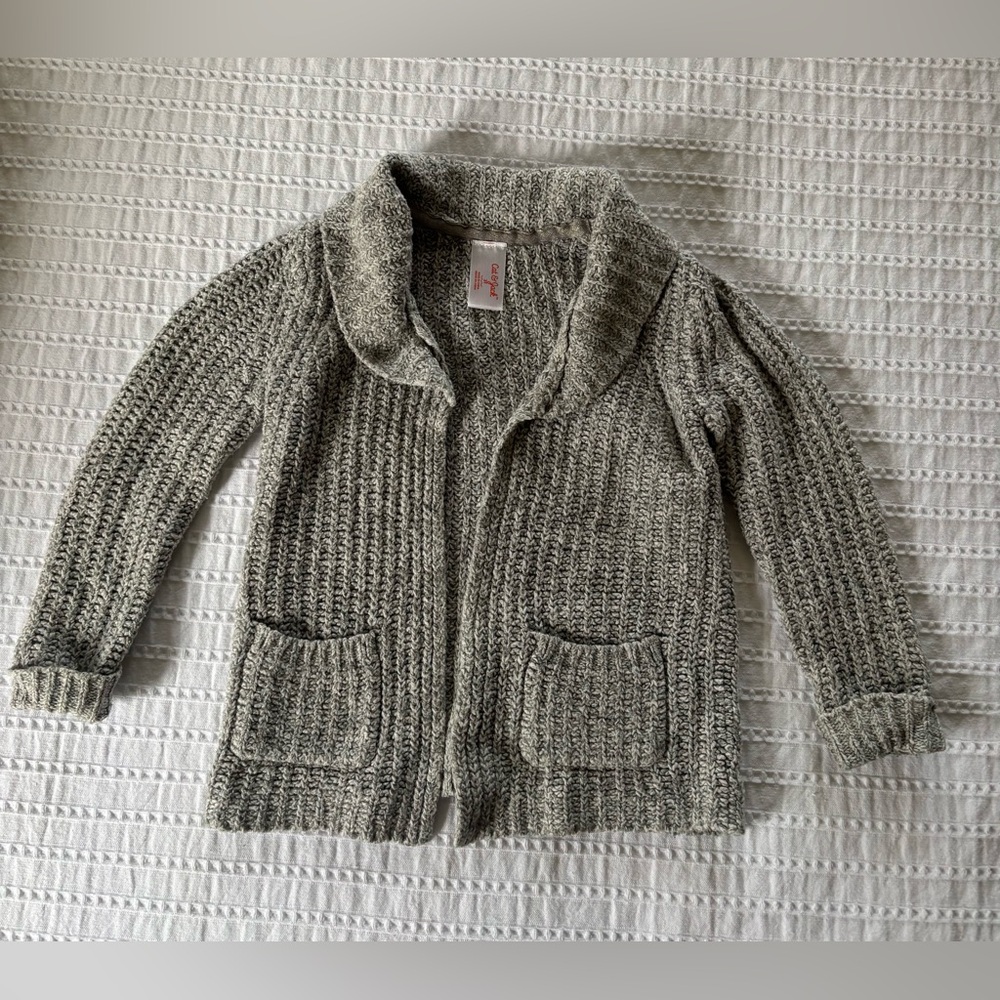 Cat & Jack Girls Gray Knit Cardigan Sweater Size 3T
